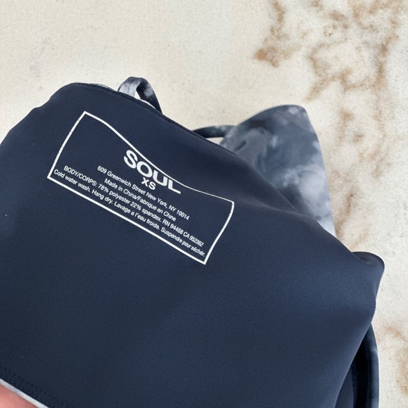 soul by soulcycle tye dye one shoulder sports bra | size S | Navy + White - Picture 13 of 16